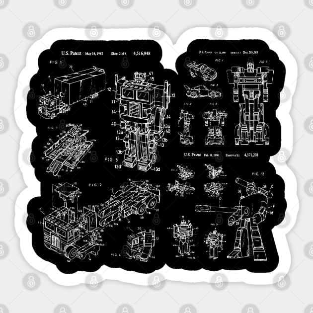 Transformers Movie Optimus, Autobot, Decepticon, Original Patent Prints Sticker by MadebyDesign